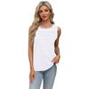 Ropa transfronteriza para mujer europea y americana 2025 Amazon estación independiente primavera y verano comercio exterior nuevo color sólido cuello en U plisado chaleco camiseta mujer