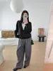 Suéter de tricô falso duas peças, novo estilo outono e inverno, estilo casual universitário, suéter fino de lã para mulheres, suéter estiloso de manga comprida solto