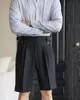 Shorts casuales de cintura alta para hombre para el verano, pantalones casuales de pierna recta no planchables para negocios, pantalones de traje de longitud media estilo Nápoles