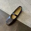 Zapatos vintage tipo Mary Jane redondos y bajos de piel de oveja con una sola tira y cierre de velcro, adecuados para ir al trabajo, zapatillas planas tipo ballet
