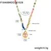 Colar Clavícula Europeu e Americano Transfronteiriço de Aço Inoxidável Banhado a Ouro com Pedras Olho de Gato Facetadas em Forma de Gota e Contas, Estilo Francês Doce de Nicho Levemente Luxuoso