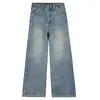 Jeans Retrô Azul Claro Largo Preguiçoso para Mulheres Primavera e Verão 2025 Novo Cintura Alta Solto Caimento Reto Comprimento Total