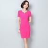2018 Verão Vestido Profissional das Mulheres Slim-fit Commuter Mid-length Tamanho Grande Short-sleeved Elegante Esteticista Roupas de Trabalho