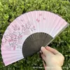 Leque Dobrável Estilo Antigo Transfronteiriço para o Verão, Estilo Chinês, Hanfu, Cheongsam, Leque Pequeno Dobrável de Bambu Portátil para Mulheres