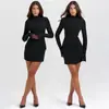 Vestido de manga larga ajustado elegante con falda a la cadera para chica sexy de moda de otoño 2023, ropa de mujer
