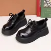 Populares zapatos de cuero retro japoneses para mujer con suela gruesa, nuevo estilo otoño 2026, con cordones, adelgazantes, suela suave, cómodos para mujer
