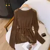 Suéter Tricotado Vazado Solto Fino de Seda Gelada 2024 Novo Feminino Estilo Preguiçoso Blusa Boêmia de Comprimento Médio