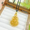 Pingente de Cobre Banhado a Ouro com Cabacinha Protetora de Buda, Mesmo Estilo das Lojas de Ouro, Pode Ser Aberto e Fechado, Corrente de Suéter com Corda Trançada para Mulheres, Novo Estilo Chinês, Estilo Tendência Nacional