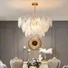 Lámpara de Comedor de Cristal Moderna y Elegante con Vidrio Repujado, Candelabro de Lujo y Gama Alta para Sala de Estar y Dormitorio