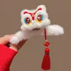 Accesorio para el Cabello de Danza del León Rojo de Año Nuevo con Borlas de Peluche y Serpentinas, Pinza para el Cabello para la Parte Trasera de la Cabeza, Festivo Pinza de Tiburón para el Año Nuevo