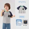 Camiseta de Manga Corta para Niños Verano 2026 Nuevo Estilo Infantil Bloque de Color Bolsillo Verano Holgada Raglán Bebé Casual Superior