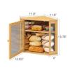 Caixa de pão de canto para bancada de cozinha de madeira, caixa de armazenamento de pão de grande capacidade, painel de porta ondulado multiuso, caixa de pão