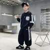 Conjunto Outonal Tendência Estilo Coreano Personalizado para Crianças Médias e Grandes Moletom Casual Largo Calça de Moletom Roupa Esportiva Roupas de Outono