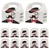Caja de Regalo para el Día del Padre, Caja de Papel Estilo Masculino con Diseño de Bigote y Corbata de Moño, Caja para Empaque de Regalo de Dulces y Pasteles en Stock