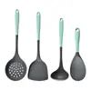 Sartén Antiadherente Utensilios de Cocina de Silicona Espátula Sartén para Freír Cucharón Cuchara para Arroz Resistente a Altas Temperaturas Anti-quemaduras Cocina de Cocina Saltear Juego de 4 Piezas