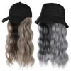 Fabricantes de chapéu peruca atacado direto peruca de cabelo longo ondulado longo chapéu peruca destacável nova peruca