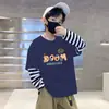 Camiseta de manga comprida para meninos, camiseta básica casual de desenho animado para primavera e outono, roupa de outono 100% algodão, novo modelo 2026 para bebês e crianças