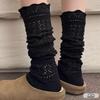 ¡Qué tipo de producto mágico es este! Calcetines de lana hasta la pantorrilla~ Hacen que las piernas parezcan más delgadas y son cálidos~ Calcetines Retro Otoño e Invierno Mismo Estilo de Wei Xue
