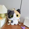 2026 Nuevo Mochila de Felpa de Gato de Doble Hombro Linda Bolsa de Muñeca de Tres Gatitos Mochila Doble para Salidas de Niñas Viajes
