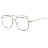 Lentes anti luz azul para mujer 2025 nuevo doble puente montura grande metal lente plana para hombre montura de lentes ópticos se puede equipar con visión cercana