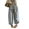 Pantalones cropped ligeros de principios de otoño, ligeros y cómodos, pantalones de diseño elegante para mujer, efecto dos piezas con panel trasero, cintura elástica, pantalones casuales