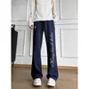Calça de Moletom Casual Versátil de Outono Pesado Estilo Americano Retrô com Estampa de Letras Alta Modeladora Caimento Leve Calça Casual Masculina Solta