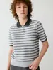 Camiseta de Verão Feminina Pulôver Xiaohe Tong com 5% de Caxemira, Gola Polo de Cor Contrastante, Tricô Listrado, Estilo Elegante para o Trabalho