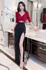 Vestido Sexy com Cordão Vestido de Noite Fenda Saia Longa Elegante Banho Massagem Pedicure Técnico Roupa de Trabalho Roupa de Trabalho
