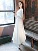 Vestido de Banquete 2026 Nuevo Estilo Vestido Elegante de Manga Larga Que Se Puede Usar Casual, Digno y Elegante, Vestido Blanco de Noche para Anfitriona