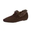 Mocassins peluciados femininos de calçar fácil com aumento interno de altura, outono/inverno, para uso externo, sapatos de dirigir peluciados, tamancos quentes de algodão
