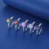 Anel Aberto de Pedra Colorida em Prata S925 para Mulheres, Anel Personalizado de Dedo Indicador com Cravação de Diamantes de Luxo Leve, Anel Ajustável da Moda Estilo Coreano
