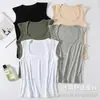 Camiseta sin mangas de estilo europeo y americano, talla múltiple, hombros anchos para mujer, capa base acanalada para cubrir los laterales del busto, top camisola exterior sin mangas, moderno