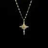 Collar cruzado europeo y americano de moda para hombre con colgante de diamante brillante, cadena para la clavícula, estilo hip-hop callejero americano, sensación de lujo ligero y alta gama