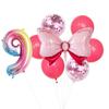 Globo de aluminio con lazo rosa transfronterizo, ideal para fiestas de cumpleaños de bebés de 0 a 9 años.