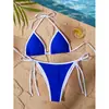 Traje de baño de dos piezas estilo europeo y americano multicolor transfronterizo, Bikini sexy de tres piezas con cordones, Traje de baño de Amazon Aliexpress para mujer
