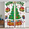 Cortinas de Grinch Navideño Decoración Festiva Cortinas Romanas Cortas Sin Taladro Cortinas Impresas Digitalmente