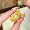 Anel de ouro tipo loja de joias, ouro de areia, laço duplo tridimensional para mulheres, moderno, simples, design de nicho, anel ajustável de alta qualidade