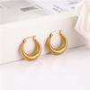 Pendientes de estilo nicho para mujer, de otoño 2022, con patrón redondo hueco de dos colores dorado y plateado, joyería al por mayor, luz de lujo avanzada