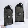 Bolsa de Rede para Praia, Bolsa com Cordão de Rede de Poliéster, Bolsa com Cordão de Rede tipo Berço, Bolsa de Rede Esportiva com Etiqueta de Borracha