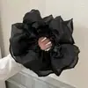 Estilo Francês Oversized Plissado Dupla Camada Rede Anel de Cabelo Intestino Grosso Estilo de Alta Qualidade Flor de Cabeça Payon Feminino 2025 Novo Estilo Corda de Cabeça