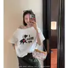Camiseta Blanca de Manga Corta de Algodón Puro con Dibujo de Cachorro de Dibujos Animados Americanos para Mujer 2026 Nuevo Verano Estilo Holgado Perezoso Top de Media Manga