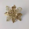 Pó Dourado Flor de Natal Decorações de Árvore de Natal Acessórios Enfeites Guirlanda de Natal Decoração de Natal Cabeça de Flor Flores Artificiais Atacado