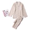 Ropa de Casa Japonesa Sencilla de Gasa Doble Capa Algodón Gasa Conjunto de Pijama Sin Costuras Laterales Manga Larga para Hombre y Mujer Cuadros Lunares