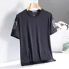 Fabricante Directo Camiseta de Seda Helada de Verano para Hombre Cuello Redondo Secado Rápido Manga Corta Delgada Transpirable Top de Media Manga Tendencia Deportiva para Hombre