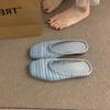 Zapatillas Tejidas de Vacaciones Estilo Francés Nicho Medio Zapatillas para Mujer Ropa Exterior 2025 Primavera y Verano Vestido Estilo Noche Tardía Zapatos Baotou Birkenneth