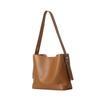 Bolso Cubo de Cuero Genuino, Bolso de Hombro Único para el Trabajo, Bolso Grande de Mujer, Bolso Cruzado de Lujo Ligero, Estilo Urbano Sencillo y de Moda