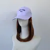 Combinação de chapéu e peruca para comércio exterior transfronteiriço para mulheres, boné de beisebol bordado com cabelo liso médio-longo estilo europeu e americano, fornecimento de touca peruca realista