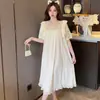 Camisola Feminina de Verão 6535 Algodão Manga Curta Renda Doce Estilo Princesa plus size 200 Kg Solta Roupa de Casa