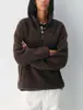 Suéter de Forro Polar para Mujer 2025 Otoño e Invierno Moda Europea y Americana Nuevo Sudadera con Cremallera y Bolsillo de Cuello Alto para Mujer