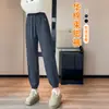 Pantalones de chándal holgados de invierno para tallas grandes con cintura alta, para personas altas, estilo nuevo, pantalones deportivos cálidos casuales hechos de algodón
